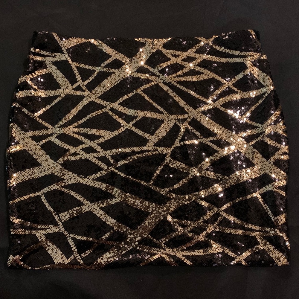 Short Black and Gold Sequin Skirt